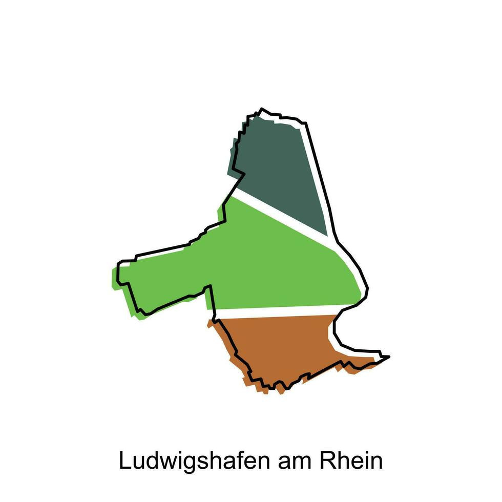 carta geografica di ludwigshafen am rhein vettore design modello, nazionale frontiere e importante città illustrazione design