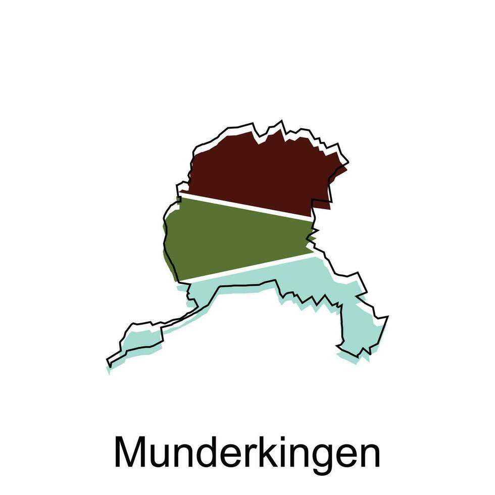 carta geografica di munderkingen colorato con schema disegno, mondo carta geografica nazione vettore illustrazione modello