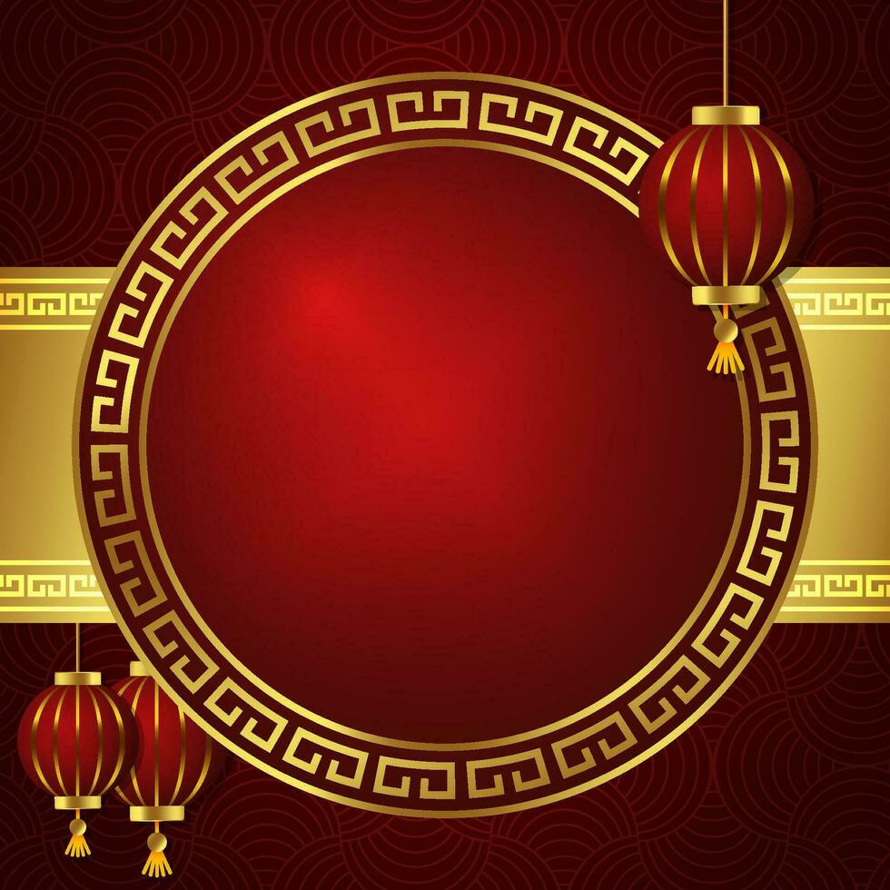 Cinese orientale telaio rosso oro per il tuo testo spazio la zona Cinese nuovo anno stile senza soluzione di continuità modello piazza modello vettore