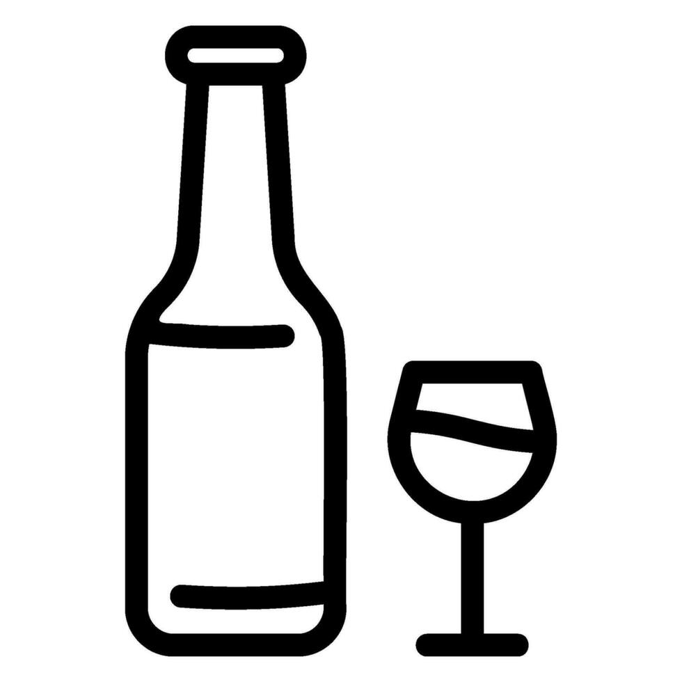 icona della linea di bottiglia di vino vettore