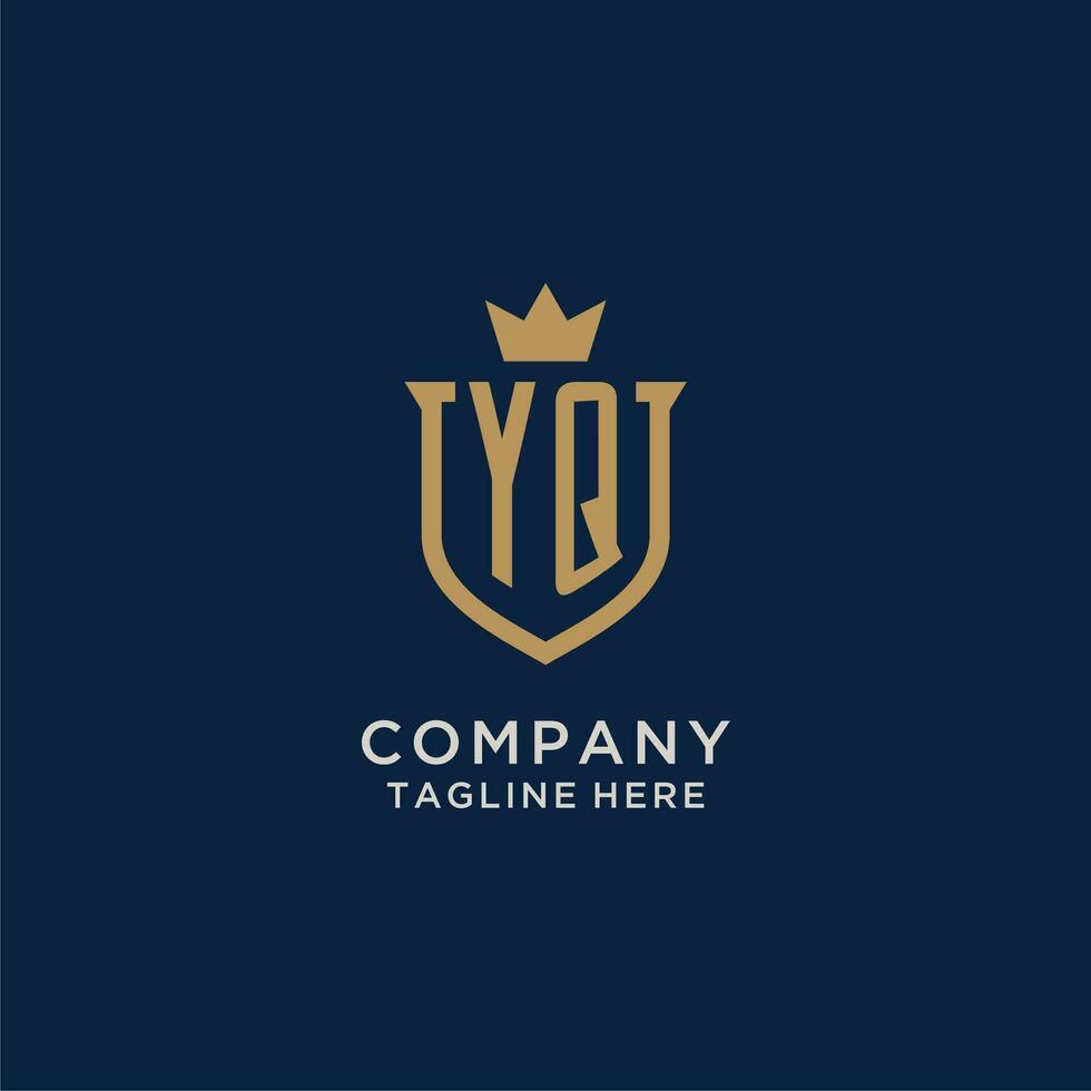 yq iniziale scudo corona logo vettore