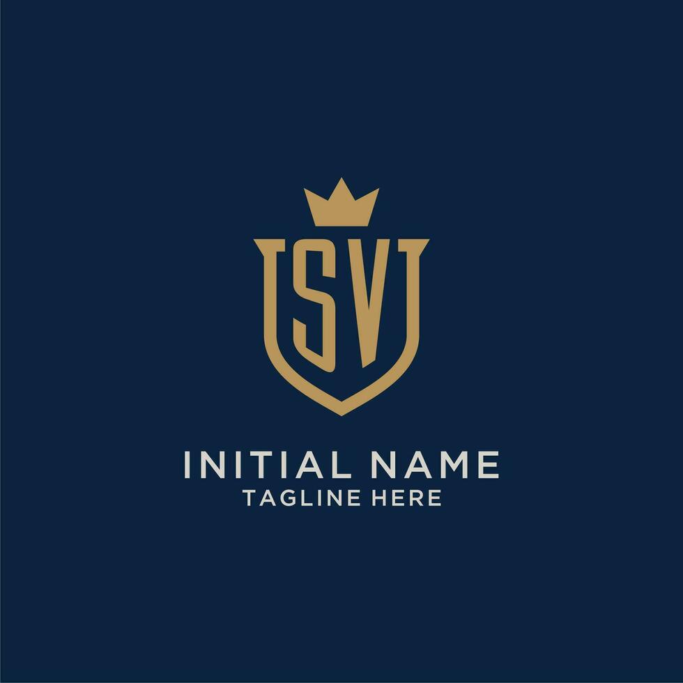 sv iniziale scudo corona logo vettore