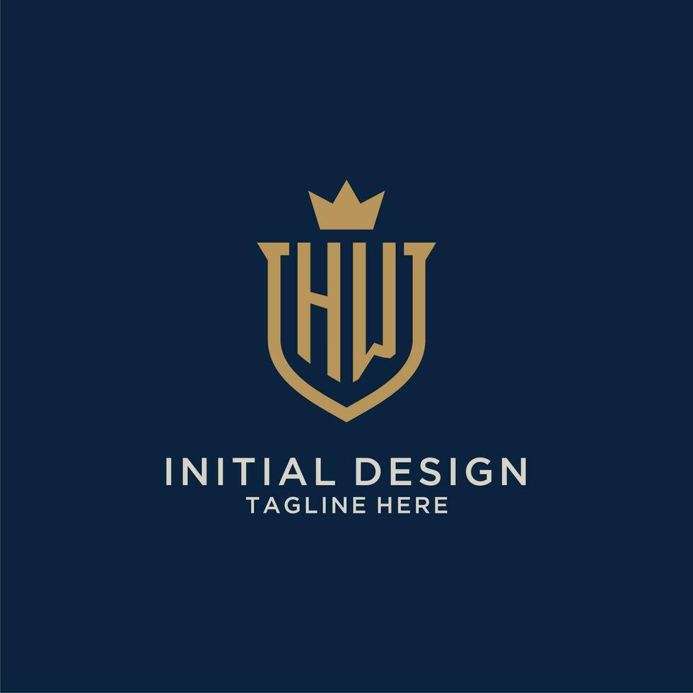 hw iniziale scudo corona logo vettore