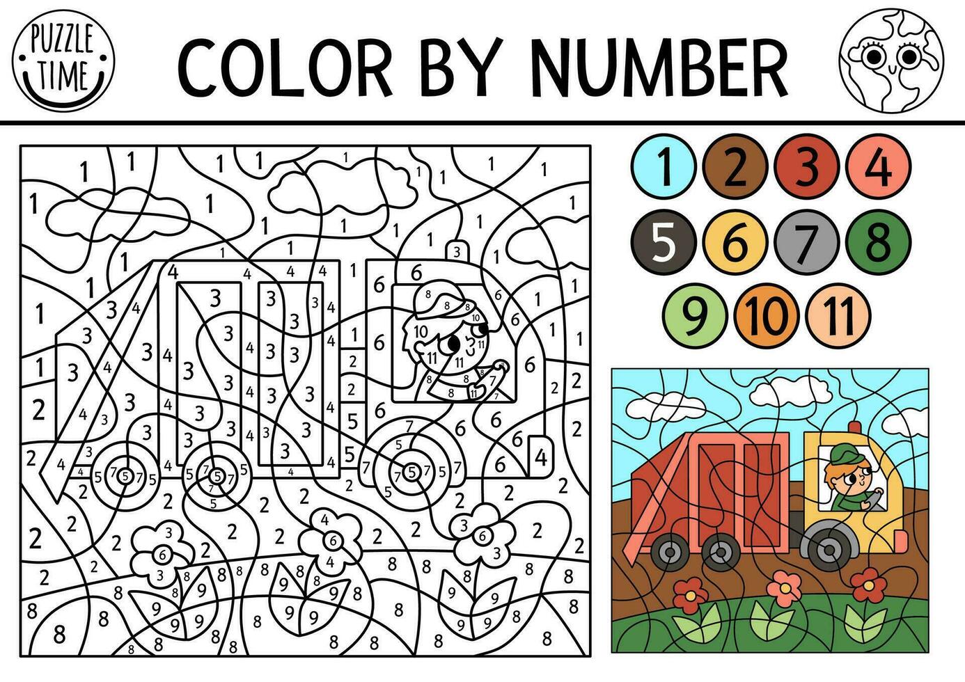 vettore circo colore di numero attività con clown viso e arco. fiaba nero e bianca conteggio gioco con carino palcoscenico esecutore. divertente divertimento mostrare colorazione pagina per bambini