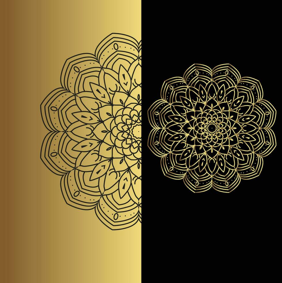 lusso ornamentale mandala effetto design sfondo nel oro colore vettore