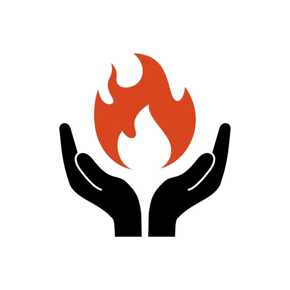 mano tenere il fuoco vettore logo