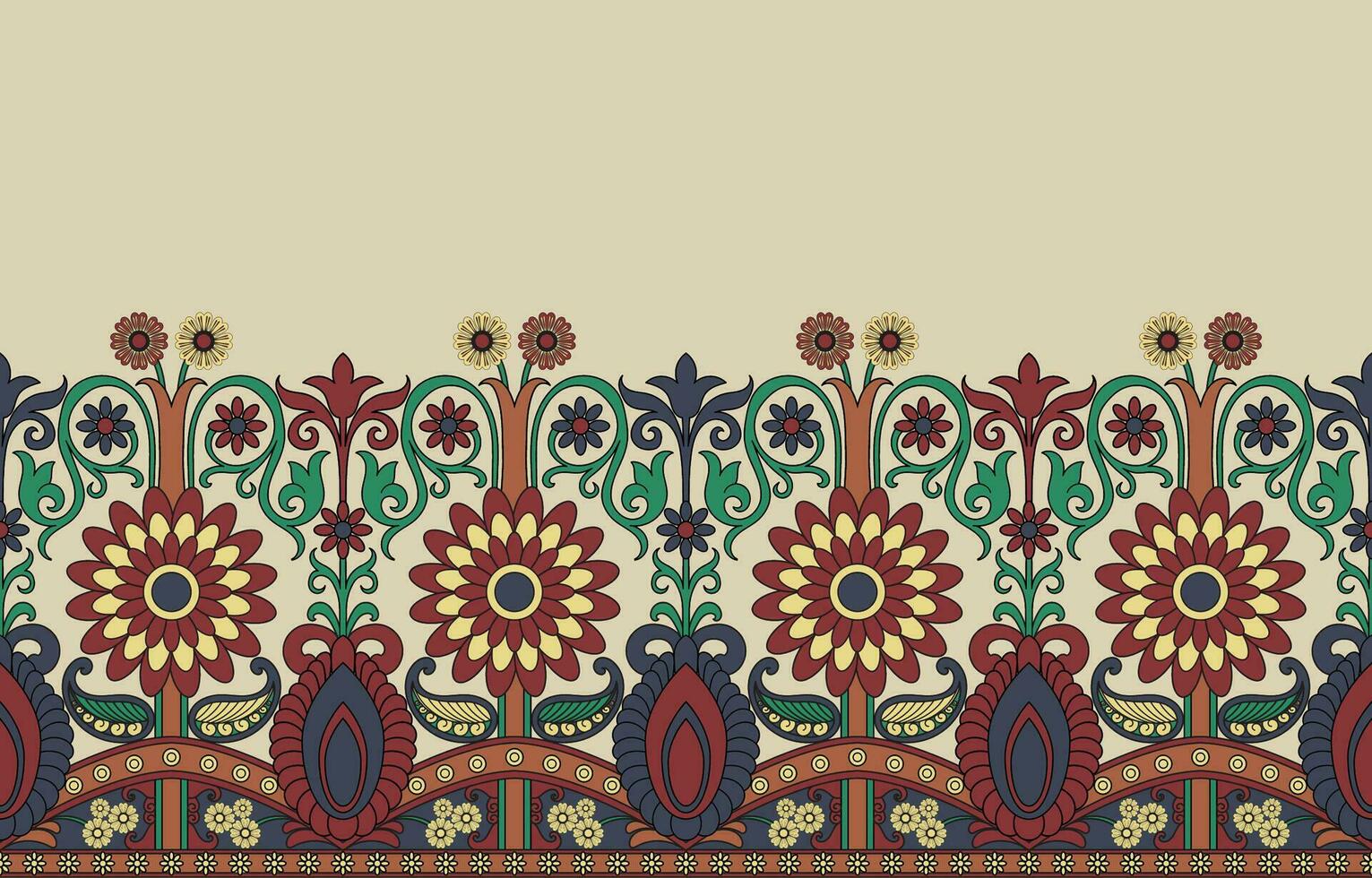 astratto confine. originale Vintage ▾ modello etnico tribù. senza soluzione di continuità. mano disegnato quilling fiori. tappeto frontiere, intrecciata tessuti, libro coperture vettore