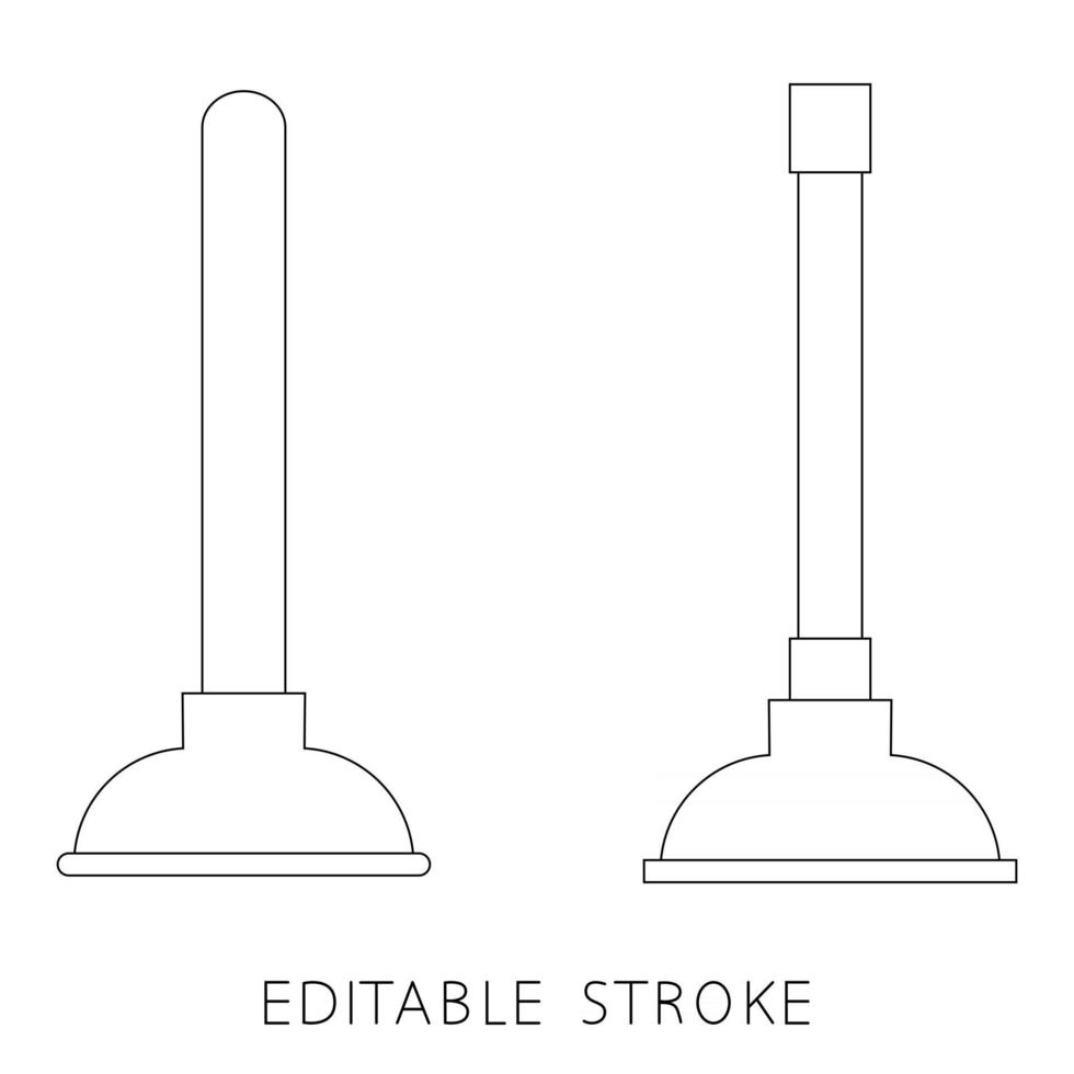 stantuffo. icona dello stantuffo in stile contorno. utilizzato quando il lavandino è intasato. strumento per pulire lo zoccolo del wc. tratto modificabile. icona di pulizia della toilette. vettore