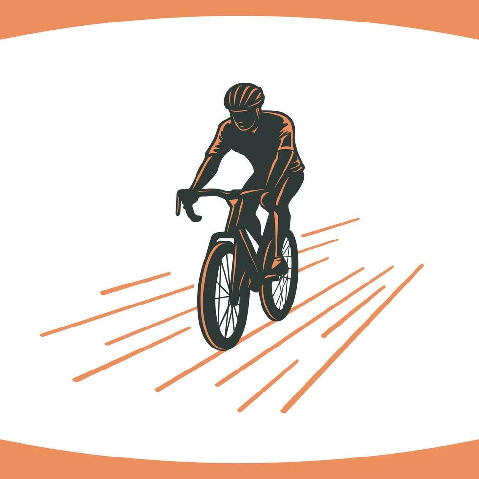 ciclista silhouette nel movimento logo vettore