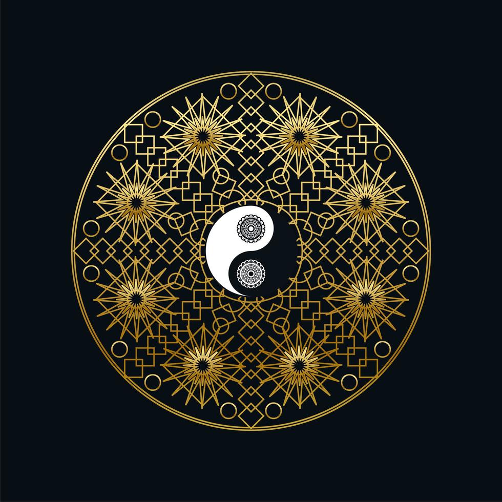 modello di meditazione con segno yin yang nel mandala vettore