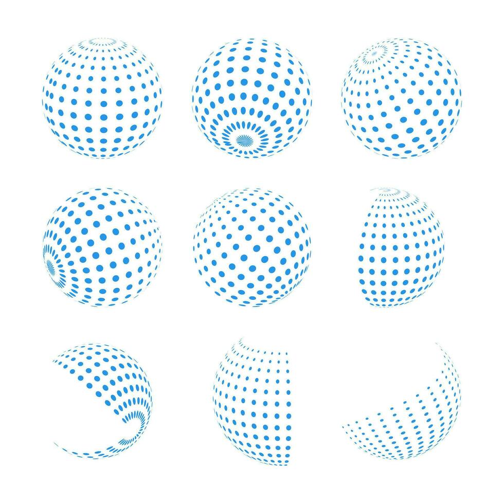 collezione di globo icona puntini cerchio vettore