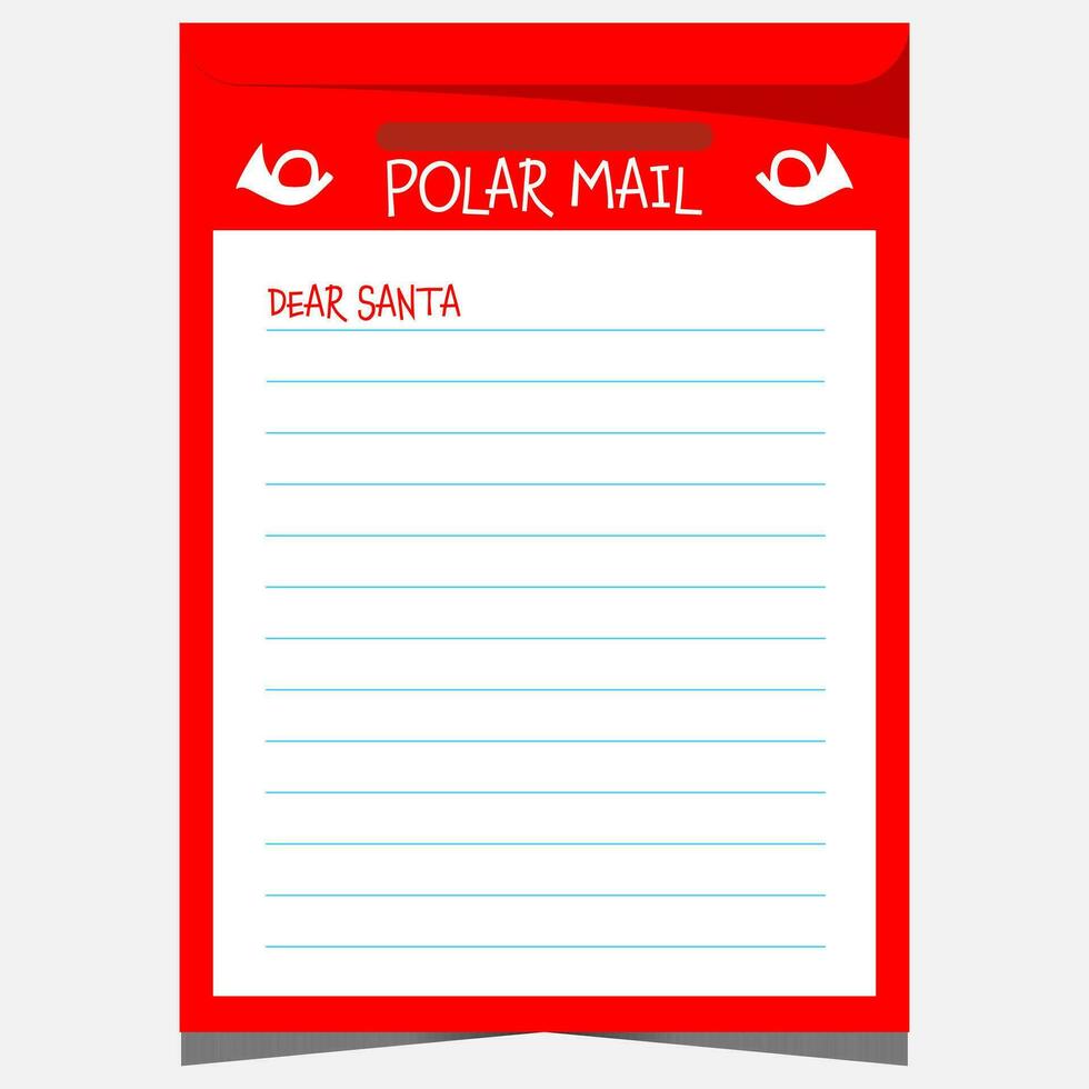 Natale cartolina o lettera per Santa Claus vuoto modello per completare e inviato esso di polare posta. vettore Natale desiderio elenco disposizione per inverno vacanze celebrazione nel festivo ambiente.
