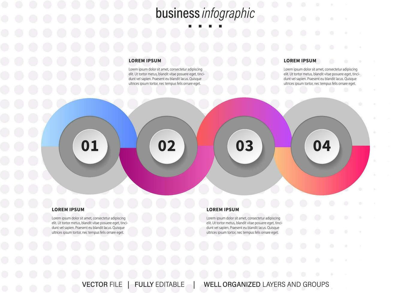 sequenza temporale Infografica design con 4 opzioni o passi. infografica per attività commerciale concetto. può essere Usato per presentazioni flusso di lavoro disposizione, striscione, processi, diagramma, flusso grafico, Informazioni grafico, annuale rapporto. vettore