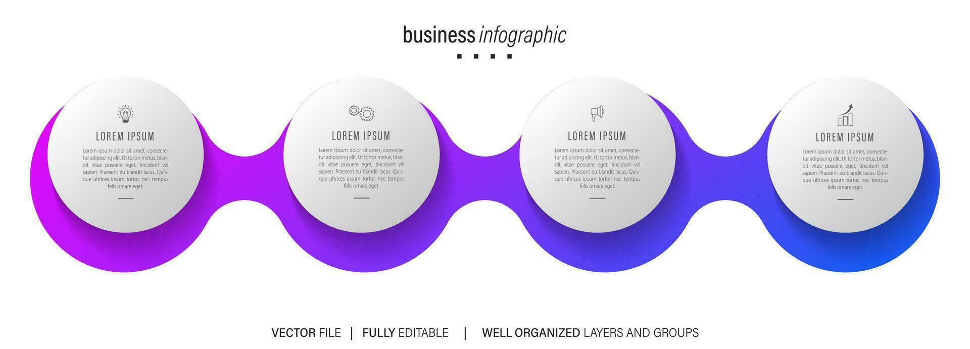 elementi Infografica idea cerchio colorato con 4 passo vettore