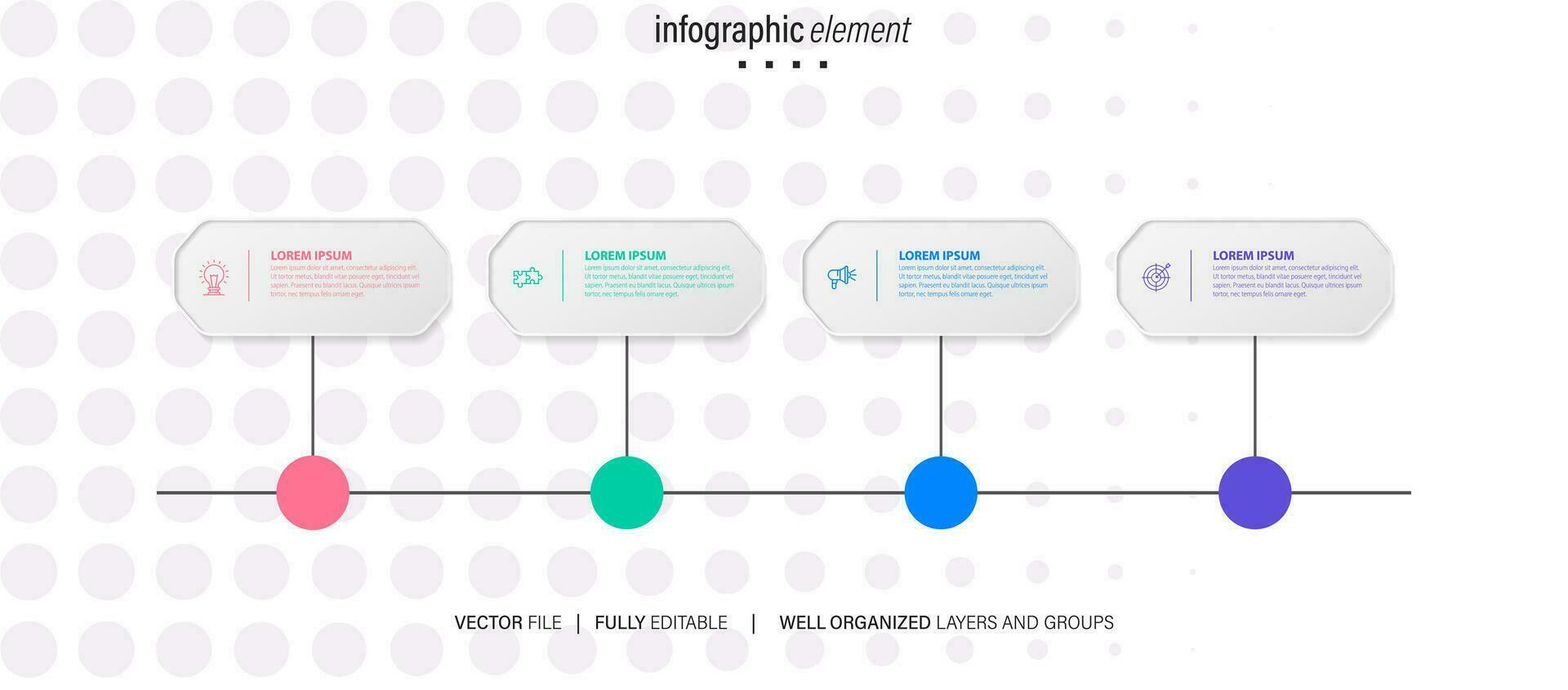 concetto creativo per infografica con 4 passaggi, opzioni, parti o processi. visualizzazione dei dati aziendali vettore