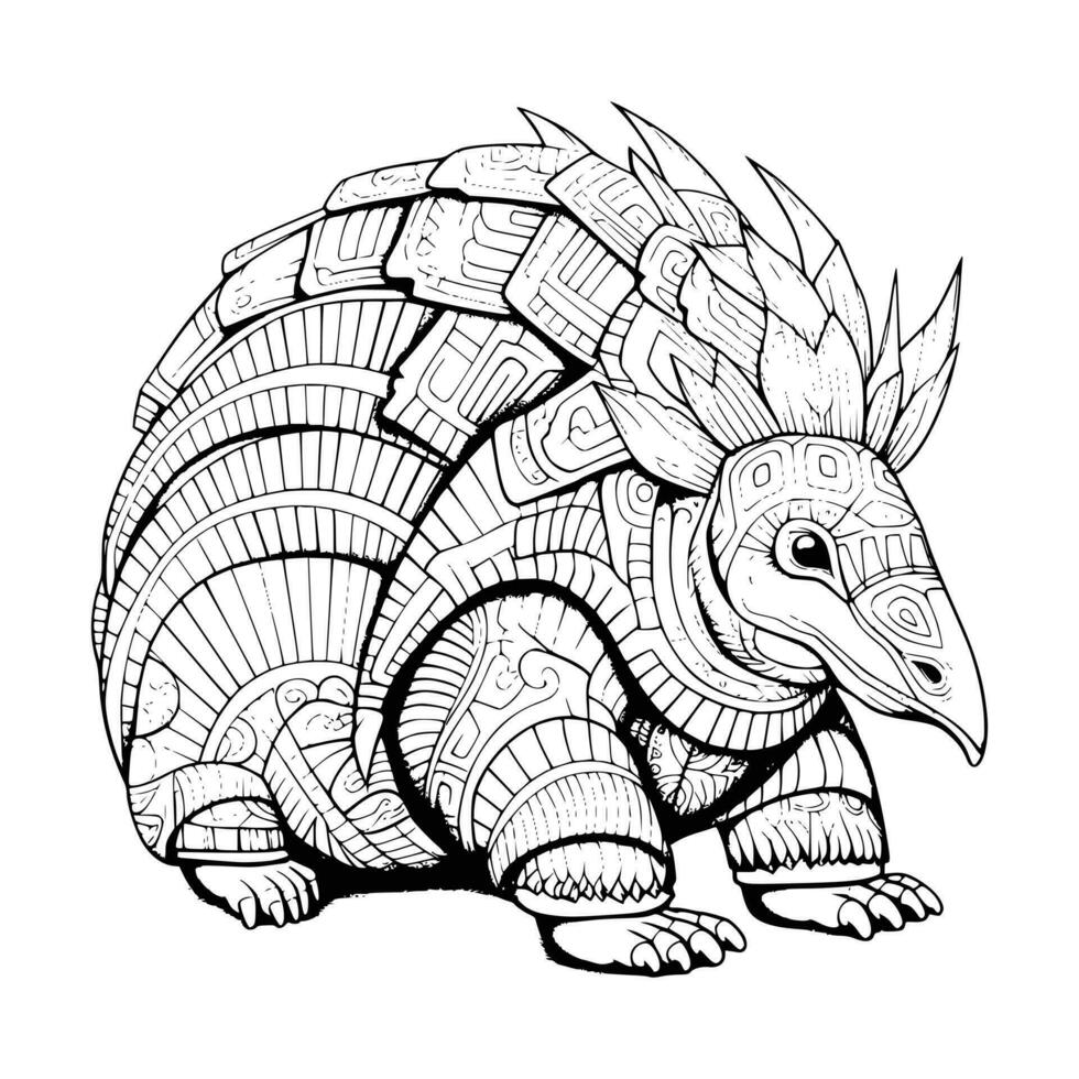 armadillo colorazione pagina per bambini vettore