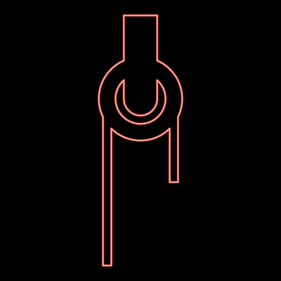 neon verricello con cordone puleggia costruzione arrampicata bloccare attrezzatura puleggia rosso colore vettore illustrazione Immagine piatto stile