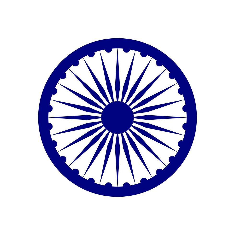 blu ashok chakra ruota simbolo nel piatto stile design isolato su bianca sfondo. vettore