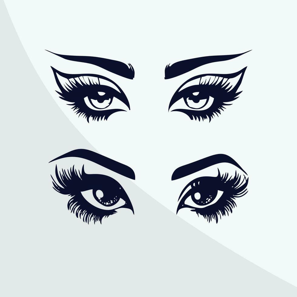 vettore disegno di femmina occhi impostato