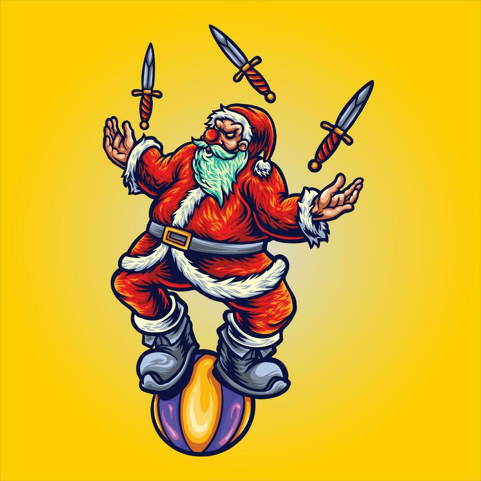 frequentato circo con raccapricciante il male Santa Claus vettore illustrazioni per il tuo opera logo, merce maglietta, adesivi e etichetta disegni, manifesto, saluto carte pubblicità attività commerciale azienda o Marche.