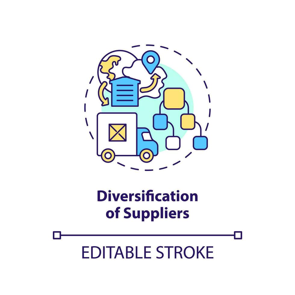 diversificazione di fornitori concetto icona. chiave fornitura catena strategia astratto idea magro linea illustrazione. isolato schema disegno. modificabile ictus vettore