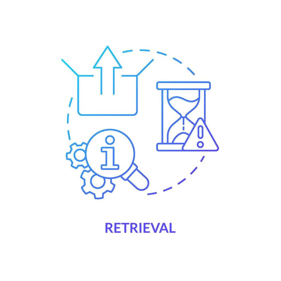 recupero informazione nel cervello blu pendenza concetto icona. memoria richiamare. revisione conoscenza. ricorda cose astratto idea magro linea illustrazione. isolato schema disegno vettore