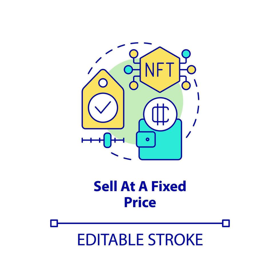 vendere a fisso prezzo concetto icona. impostare File costo. modo di nfts monetizzazione astratto idea magro linea illustrazione. isolato schema disegno. modificabile ictus vettore