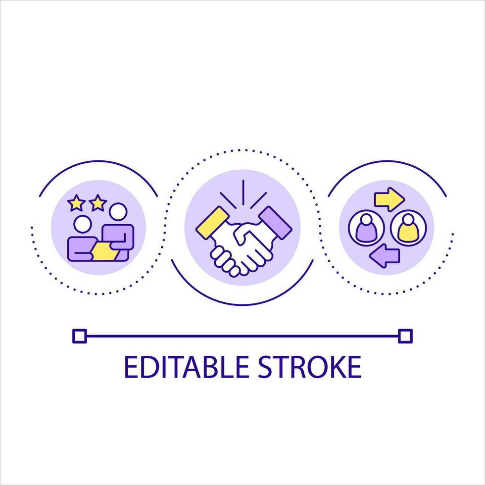 associazione ciclo continuo concetto icona. costruire professionale relazione. efficace lavoro di squadra. supporto a opera astratto idea magro linea illustrazione. isolato schema disegno. modificabile ictus vettore