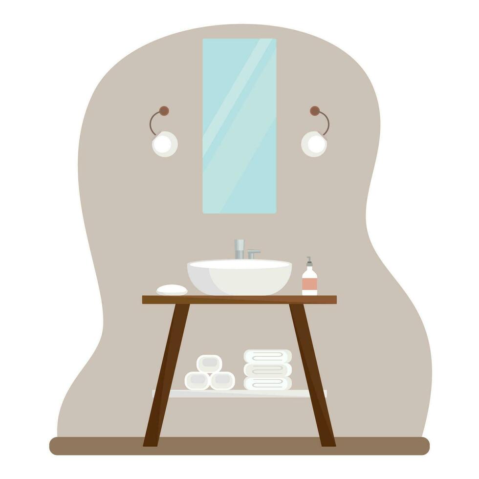 interno di il bagno con arredamento. piatto cartone animato stile. vettore illustrazione