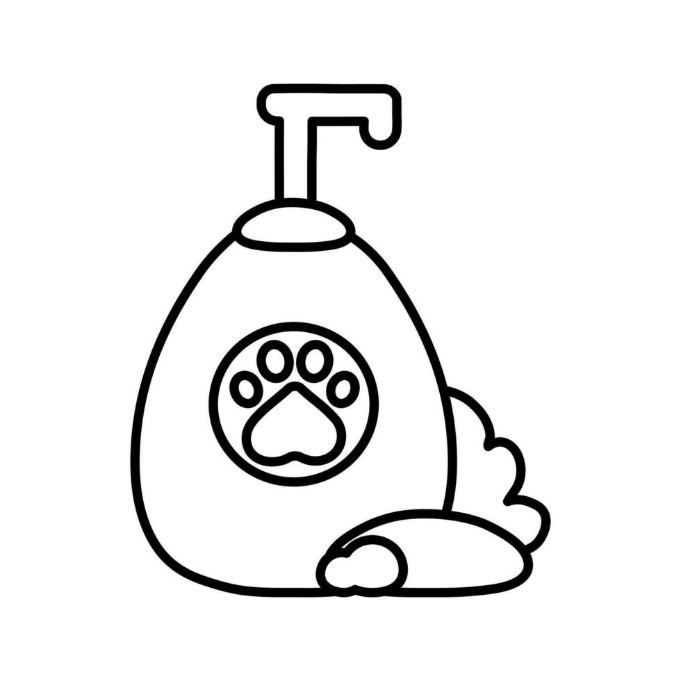 animale domestico shampoo scarabocchio icona. cosmetici per lavaggio cani e gatti. vettore