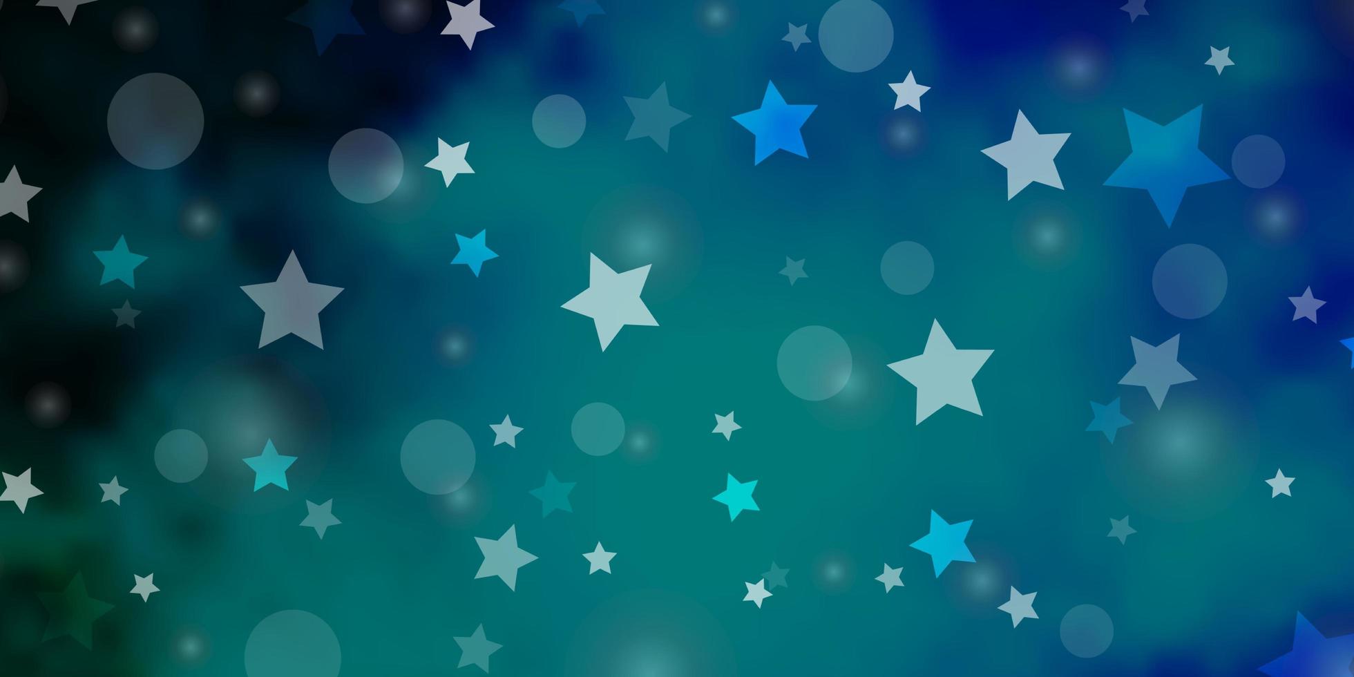 modello vettoriale blu scuro con cerchi, stelle. illustrazione con set di sfere astratte colorate, stelle. modello per biglietti da visita, siti Web.