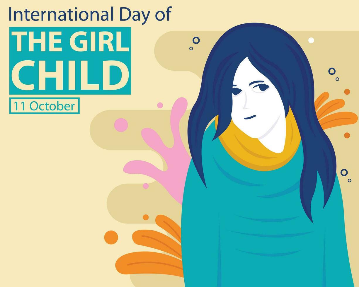 illustrazione vettore grafico di un' ragazza nel un' blu giacca con lungo capelli, Perfetto per internazionale giorno, internazionale giorno di ragazza bambino, celebrare, saluto carta, eccetera.