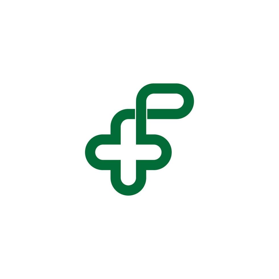 lettera f farmacia più medico logo vettore