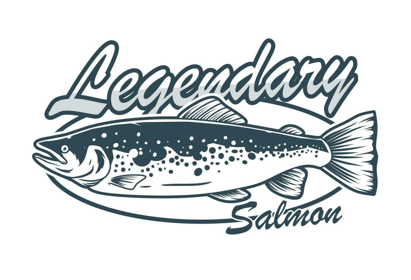 leggendario salmone distintivo pesca design vettore