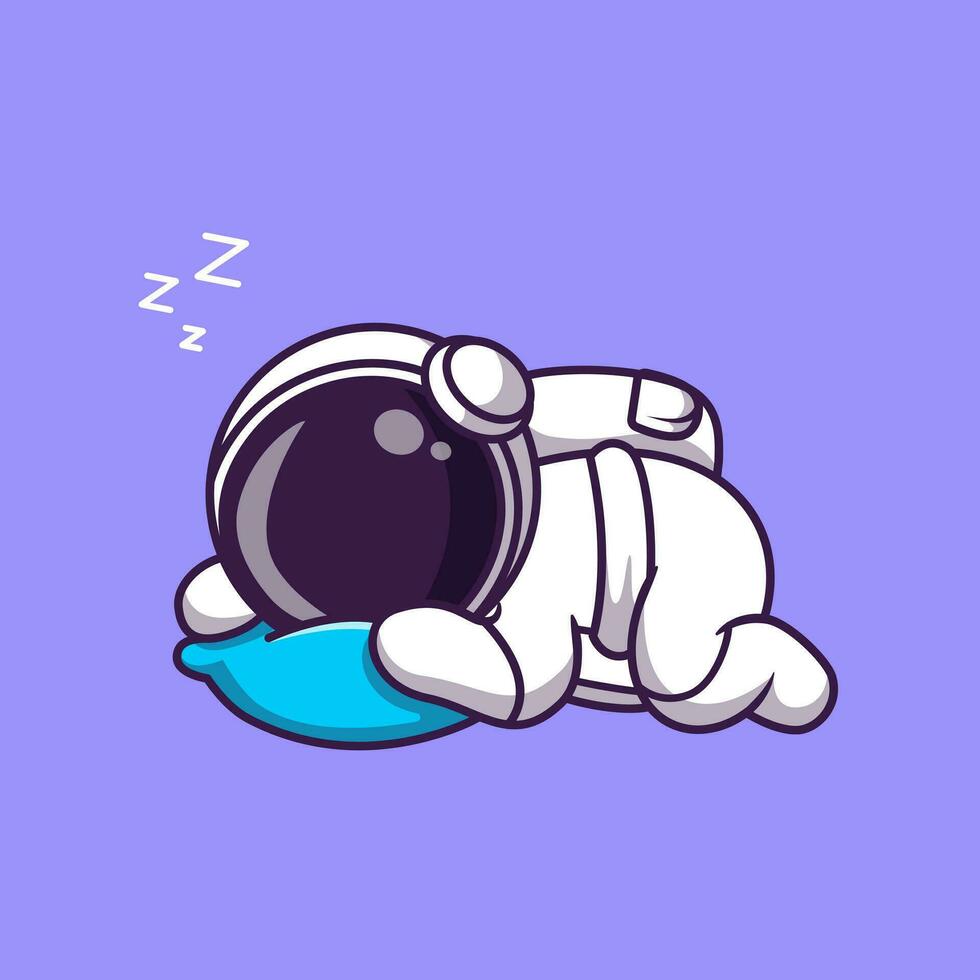 carino astronauta addormentato su cuscino cartone animato vettore icona illustrazione. scienza tecnologia icona concetto isolato premio vettore. piatto cartone animato stile