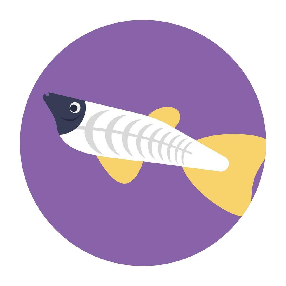 un' carino acquatico cartone animato pesce piatto design icona vettore