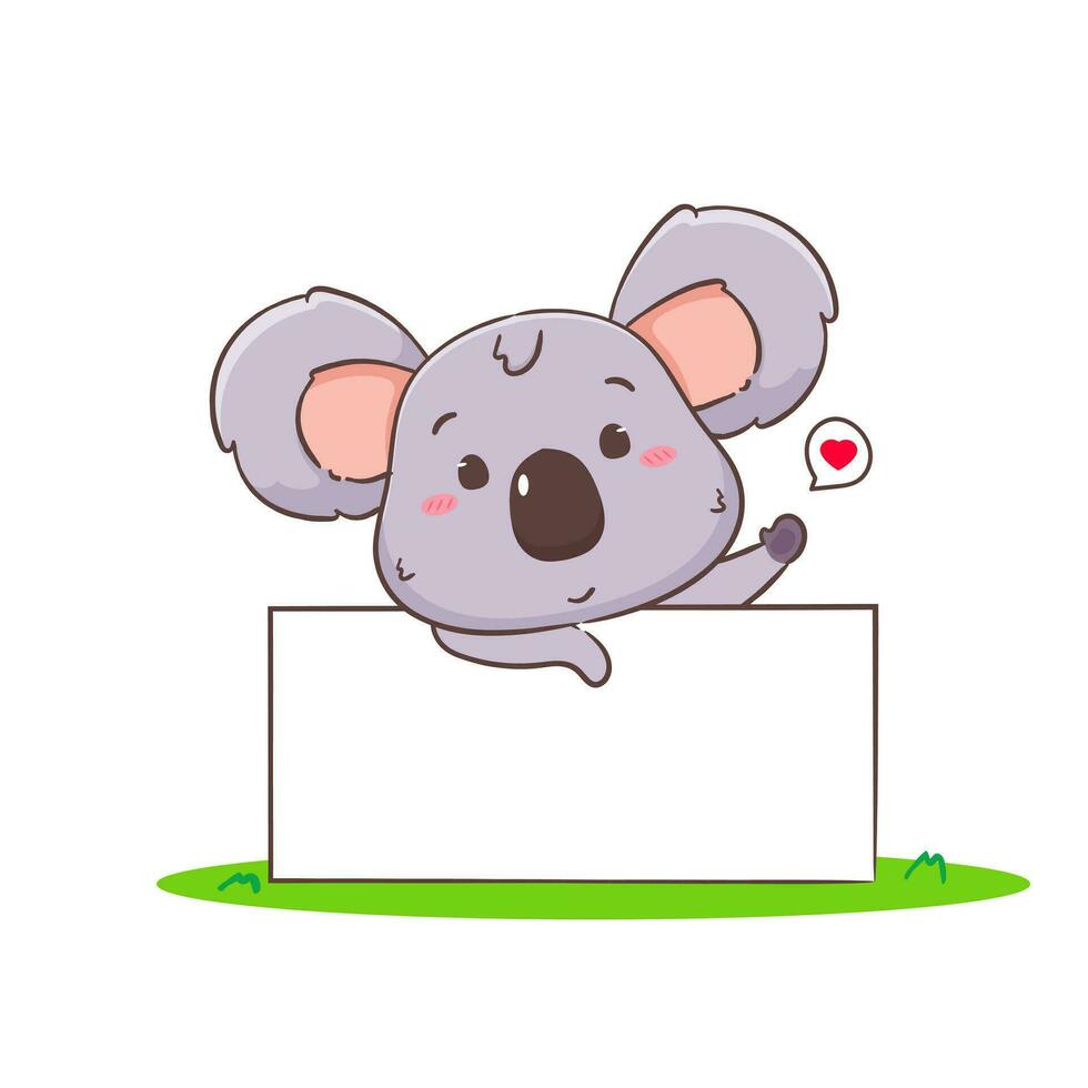 carino koala orso cartone animato personaggio Tenere tabellone. adorabile kawaii animale vettore illustrazione. isolato bianca sfondo.