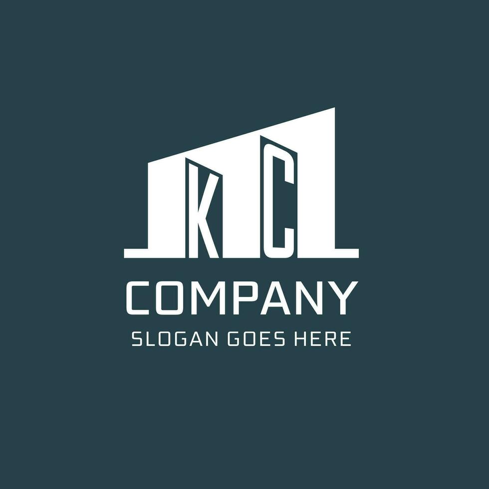 iniziale kc logo per vero tenuta con semplice edificio icona design idee vettore