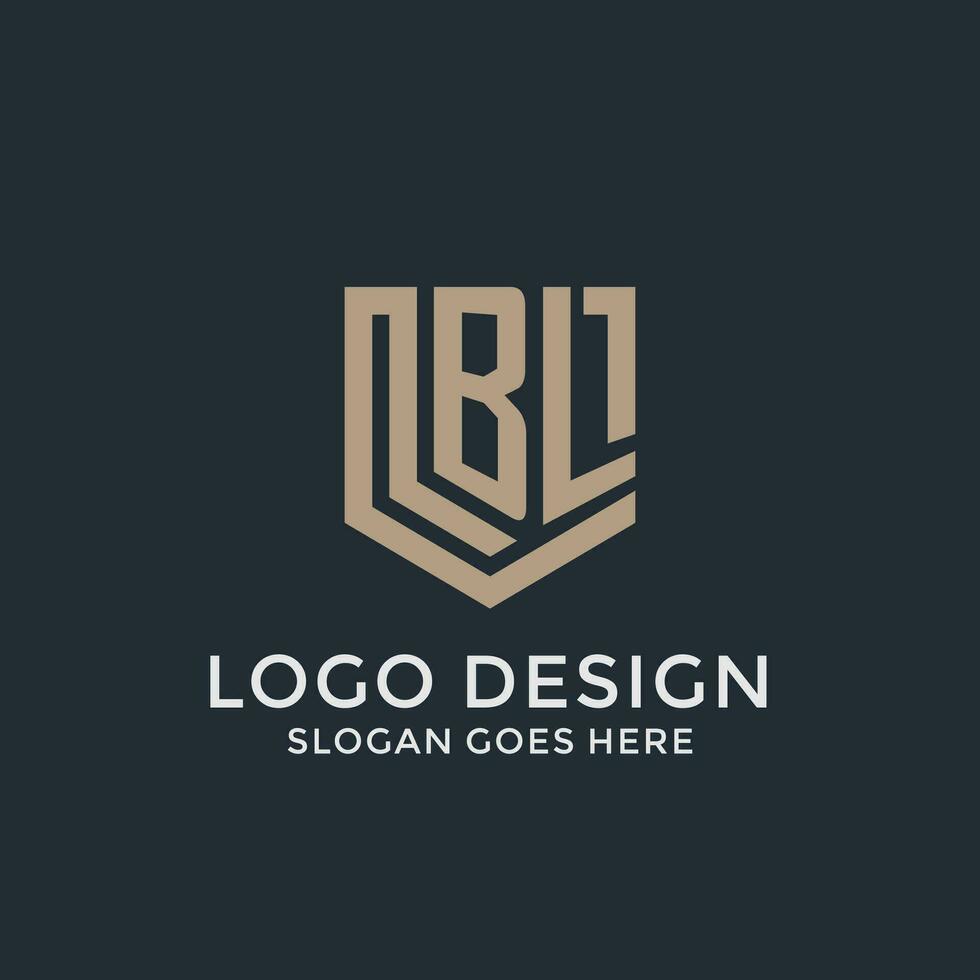 iniziale bl logo scudo guardia forme logo idea vettore