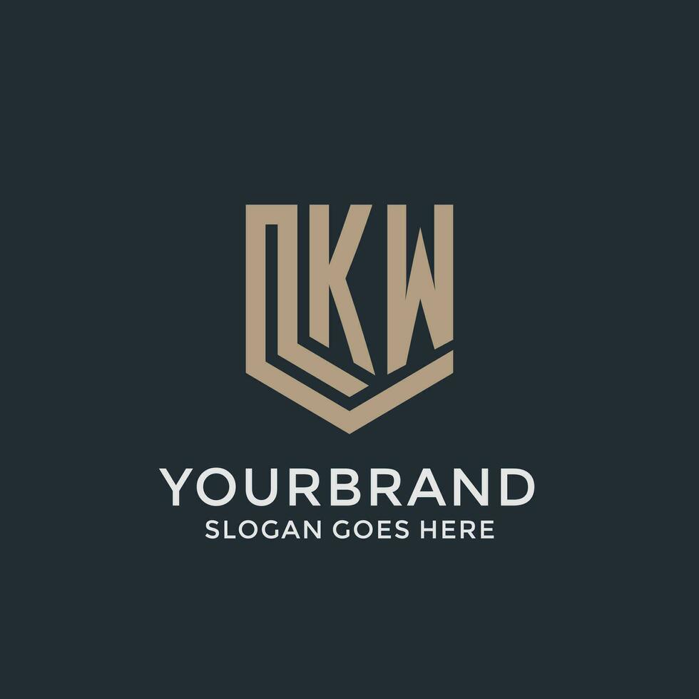 iniziale kw logo scudo guardia forme logo idea vettore