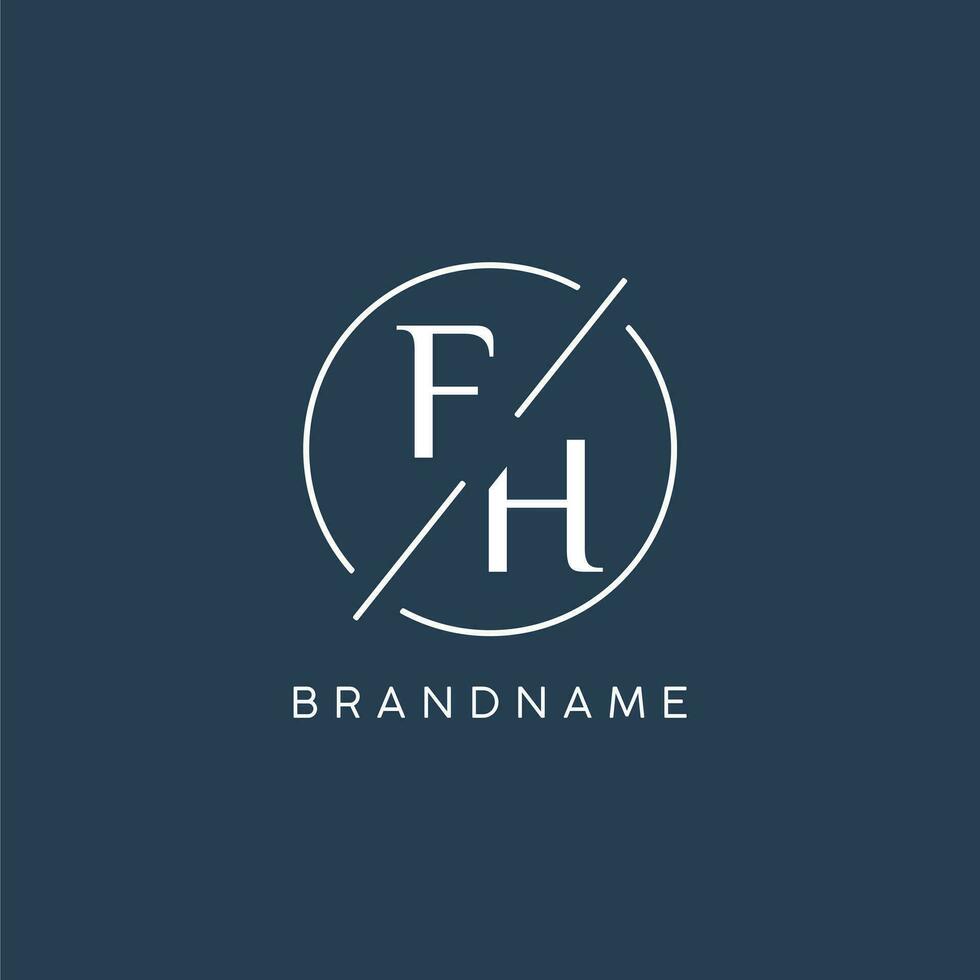 iniziale lettera fh logo monogramma con cerchio linea stile vettore