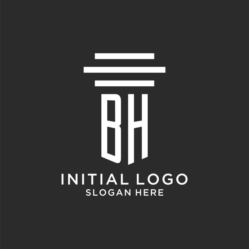 bh iniziali con semplice pilastro logo disegno, creativo legale azienda logo vettore
