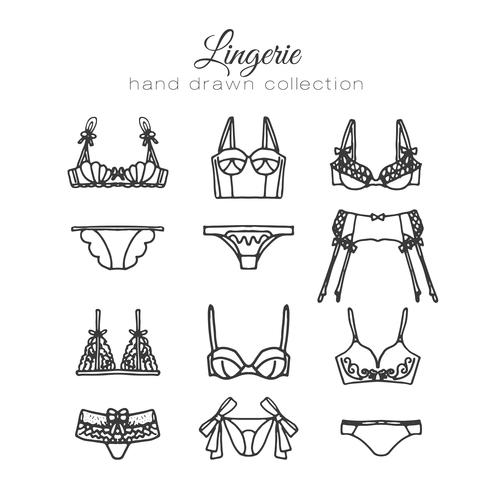 Set di lingerie disegnata a mano vettore