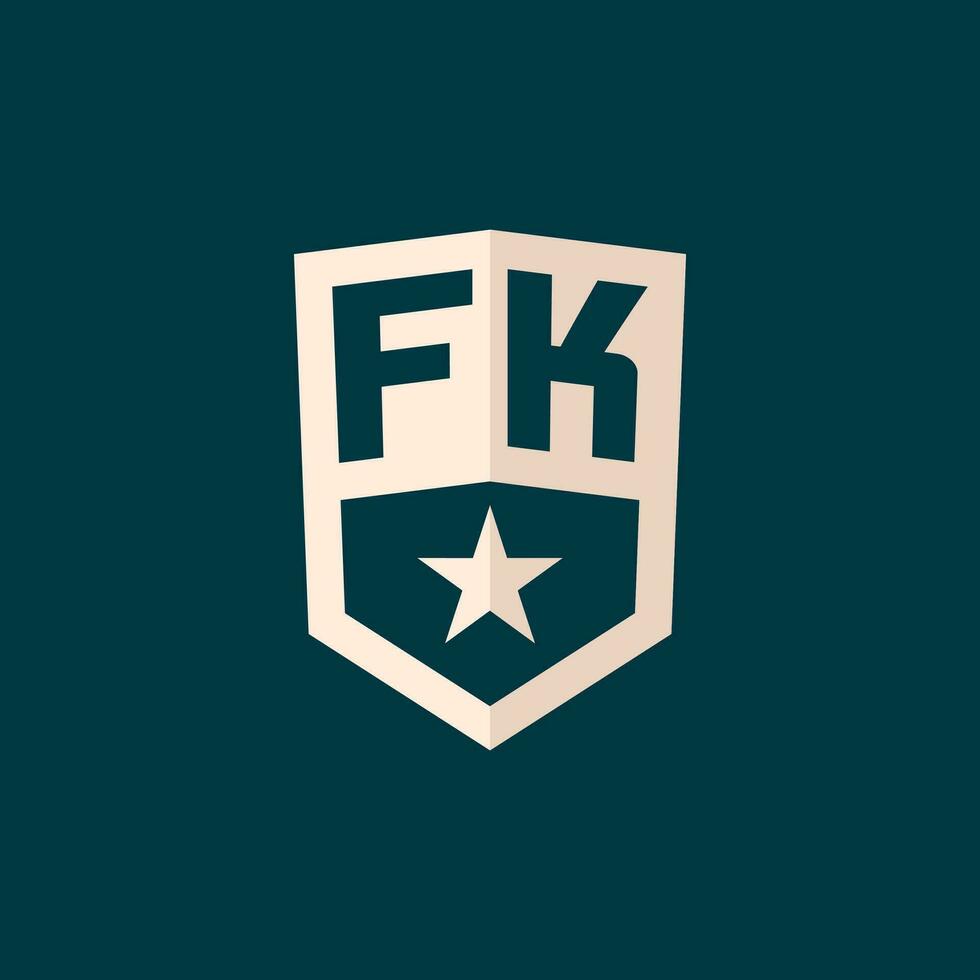 iniziale fk logo stella scudo simbolo con semplice design vettore