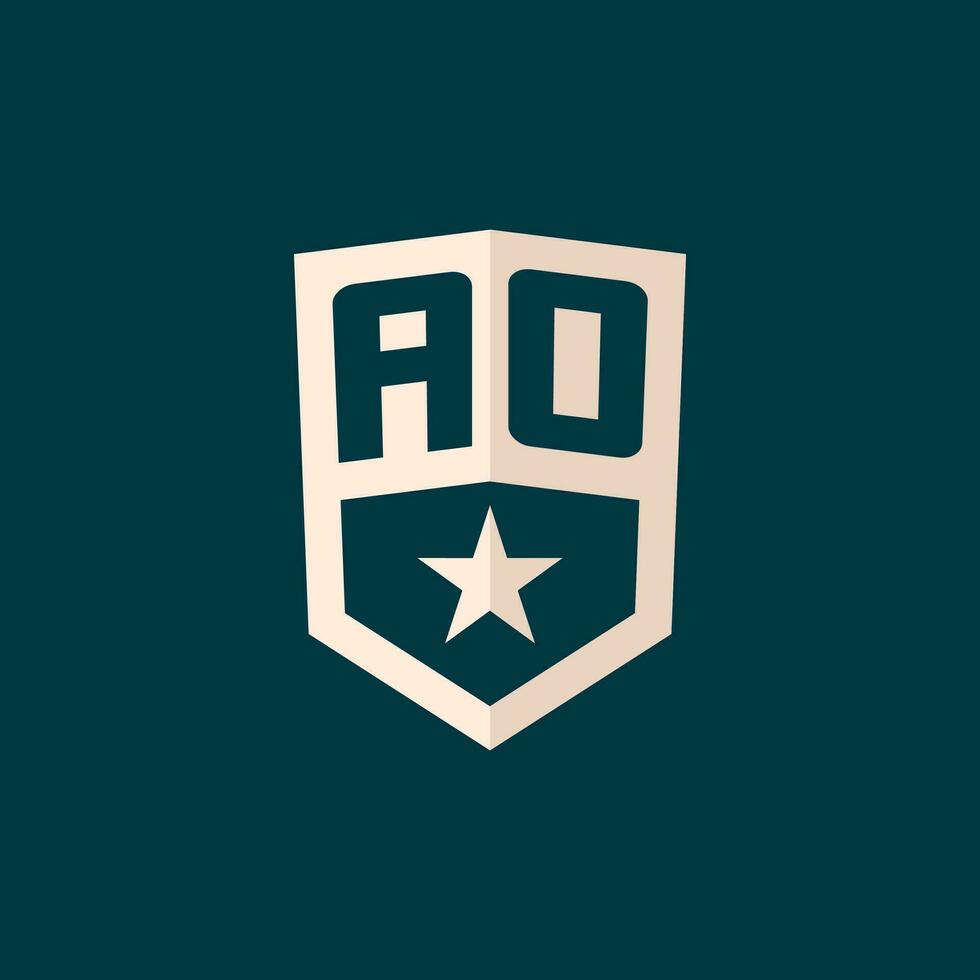 iniziale ao logo stella scudo simbolo con semplice design vettore
