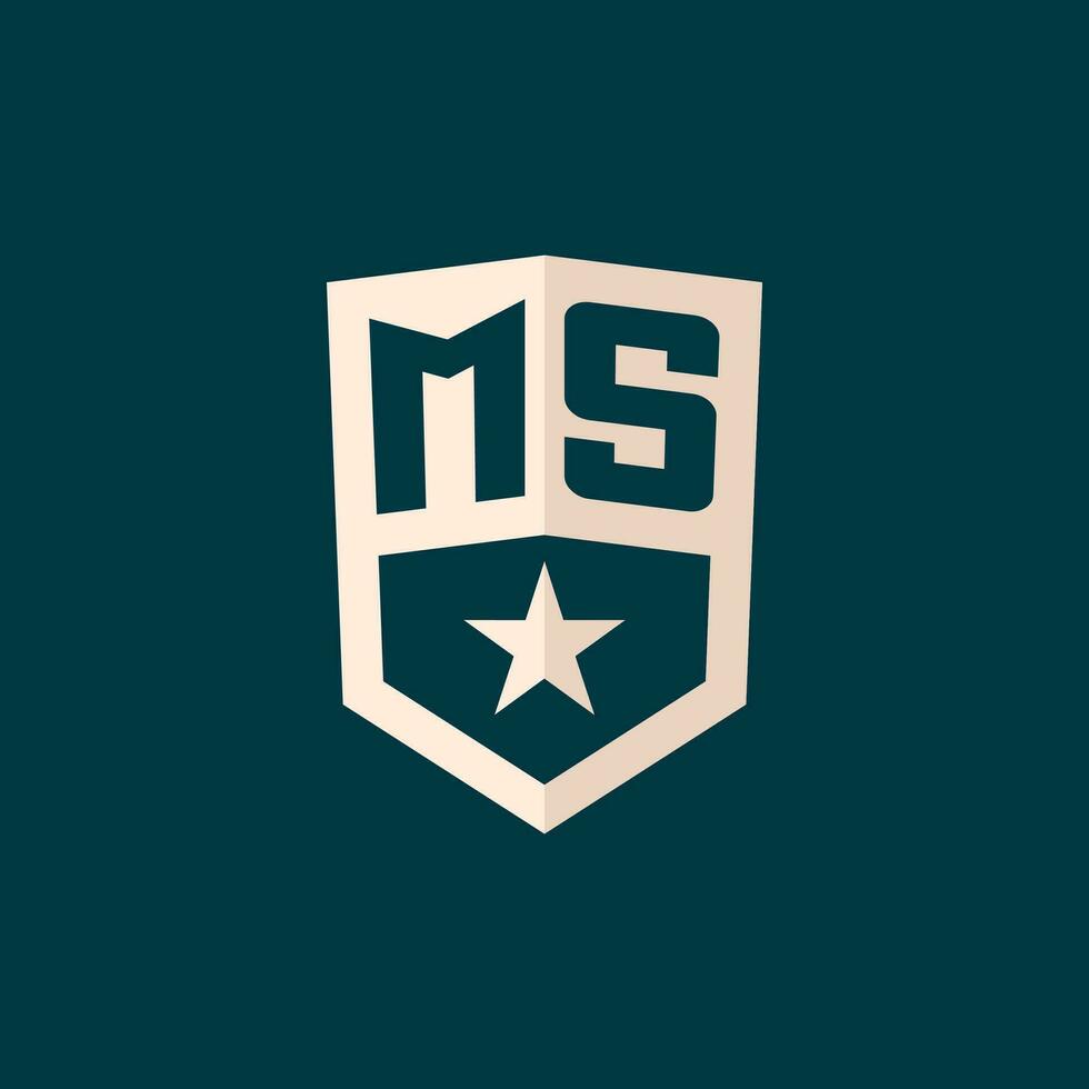 iniziale SM logo stella scudo simbolo con semplice design vettore