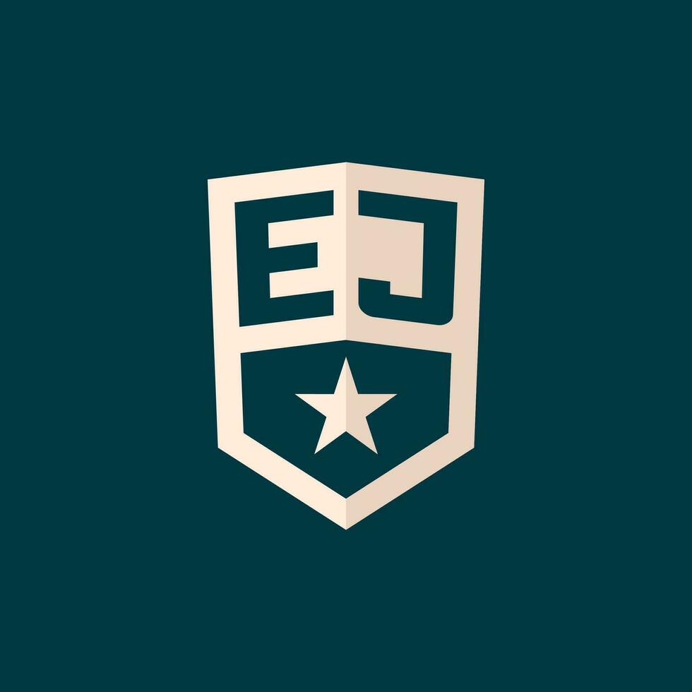 iniziale ej logo stella scudo simbolo con semplice design vettore