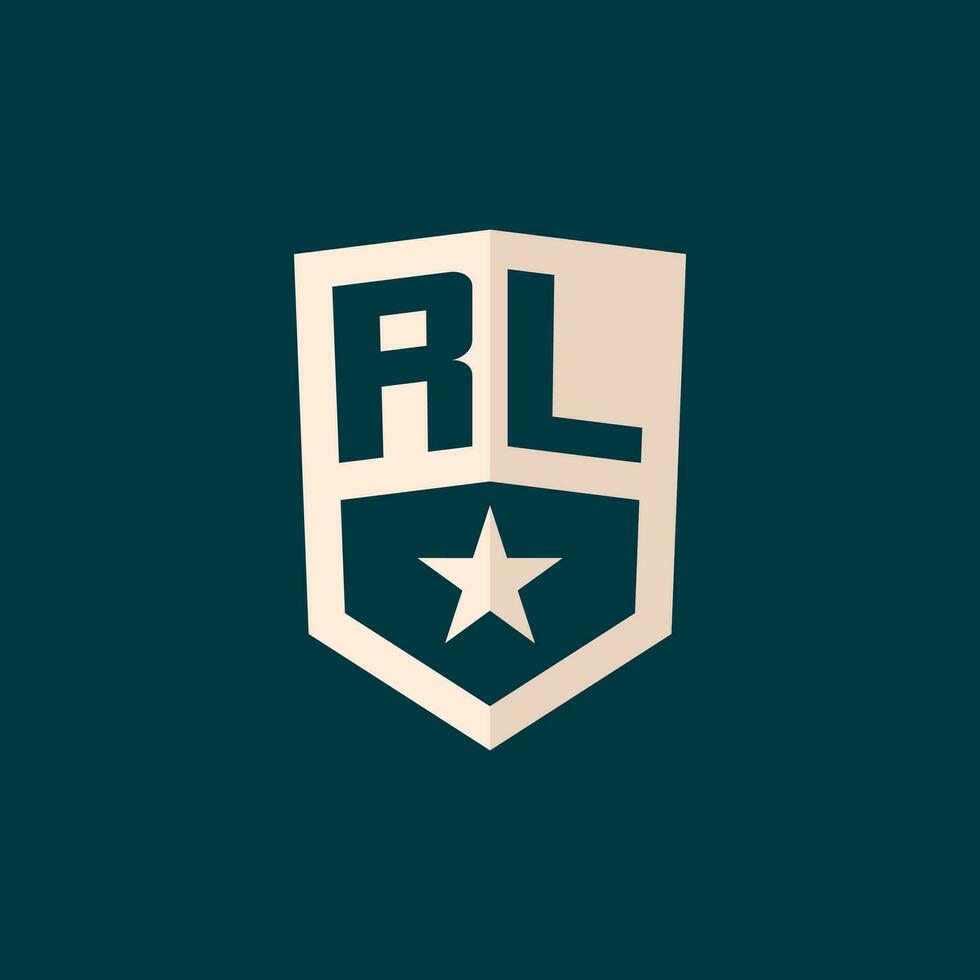 iniziale rl logo stella scudo simbolo con semplice design vettore
