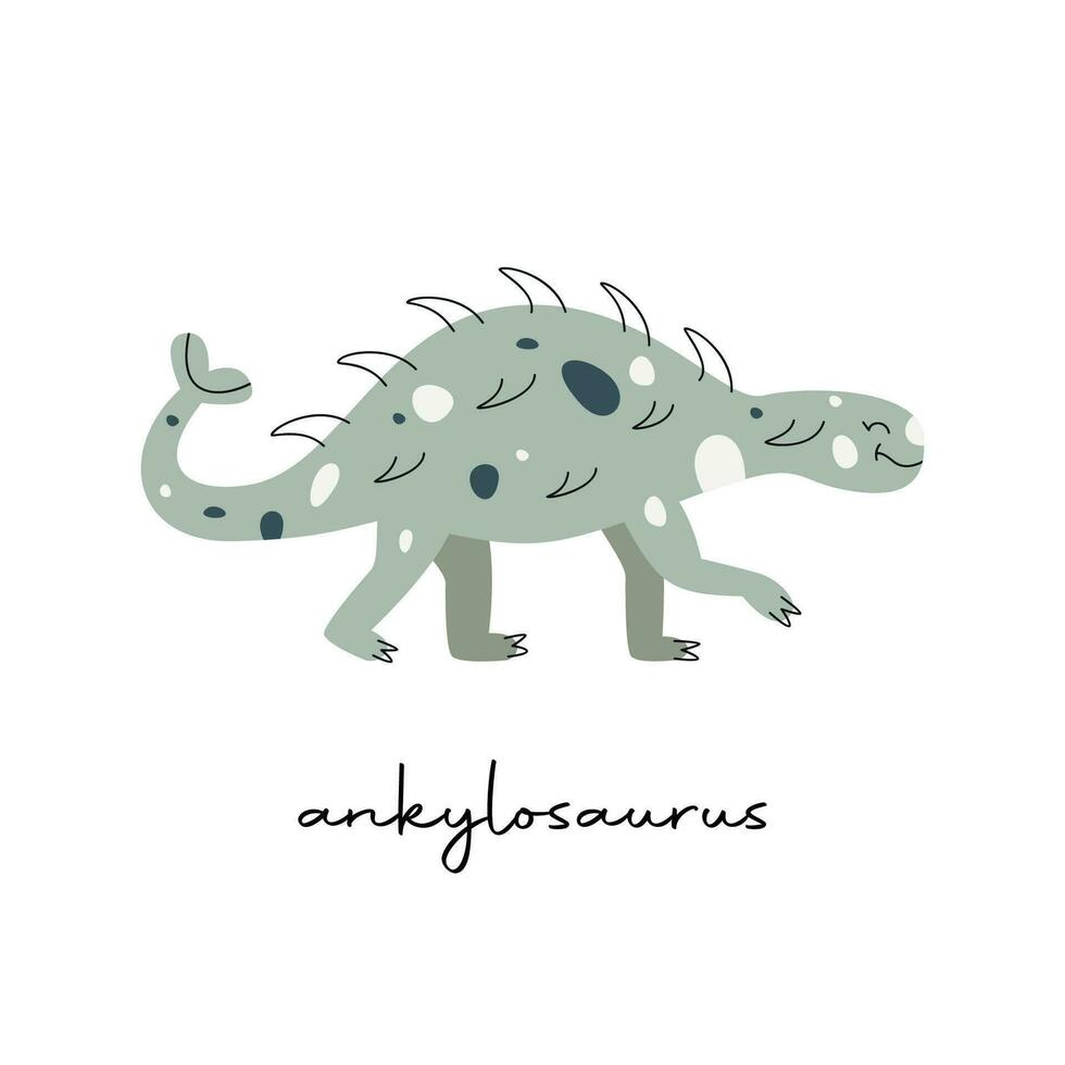 piatto vettore piatto mano disegnato vettore illustrazione di Ankylosaurus dinosauro