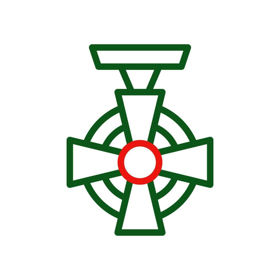 medaglia icona duocolor verde rosso colore militare simbolo Perfetto. vettore
